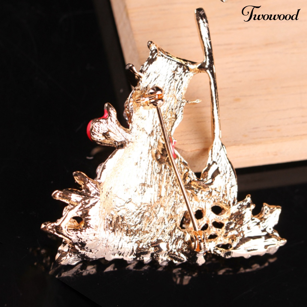 Twowood Brooch Pin Snowman Shape Decoration Jewelry Shiny Rhinestone Exquisite Brooch Christmas Gift