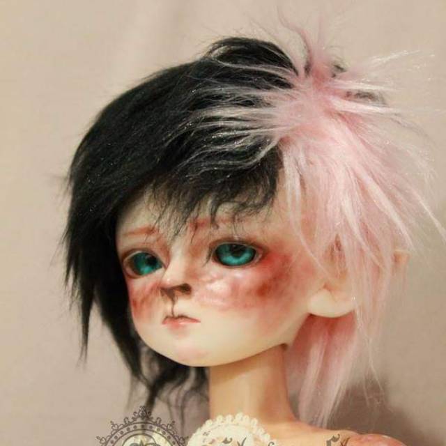 Fur wig bjd 7-8"