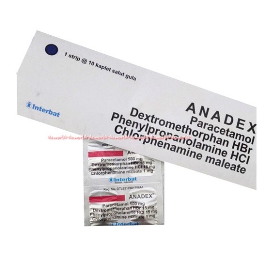 Anadex Paracetamol Dextromethorphan  10kaplet Obat Penurun Demam Anadek Ana Dex