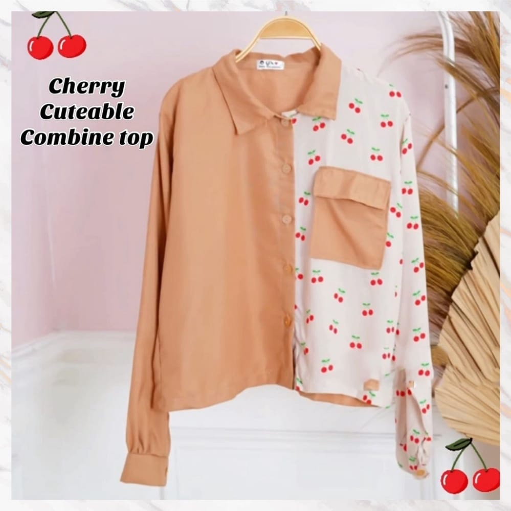 Kemeja Cherry Combine Top