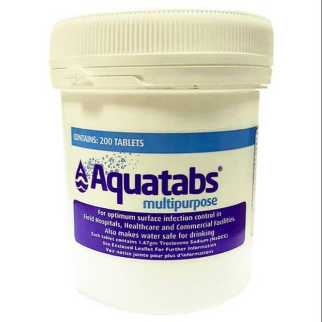 AQUATABS Tablet Desinfektan/ Disinfektan 1,67 200 tab - Made in Ireland - Medentech, isi = Presept