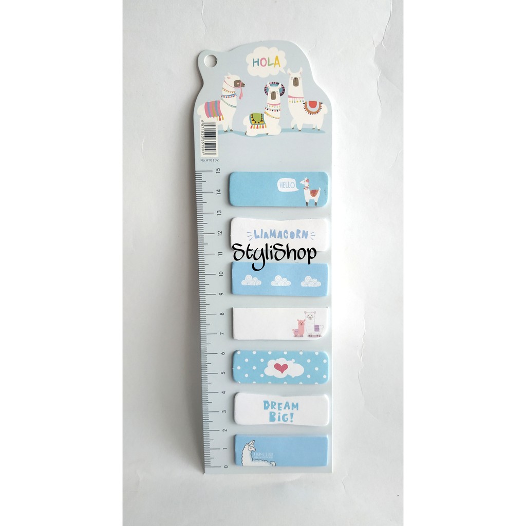 Sticky Note Kertas HT8102 Motif Kaktus / Llama / Jerapah / Memo Kertas / Penanda Buku Kertas-Llama Biru