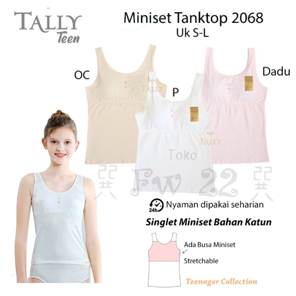 Tangtop Anak Wanita Tally 2068 dengan Miniset Busa Tipis yang bisa dicopot