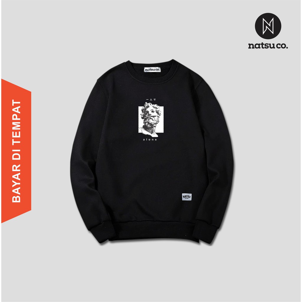 Sweater Crewneck Vintage Simple Pria Natsu co. - alone x japan NATSU x PANDAWA HOODIE