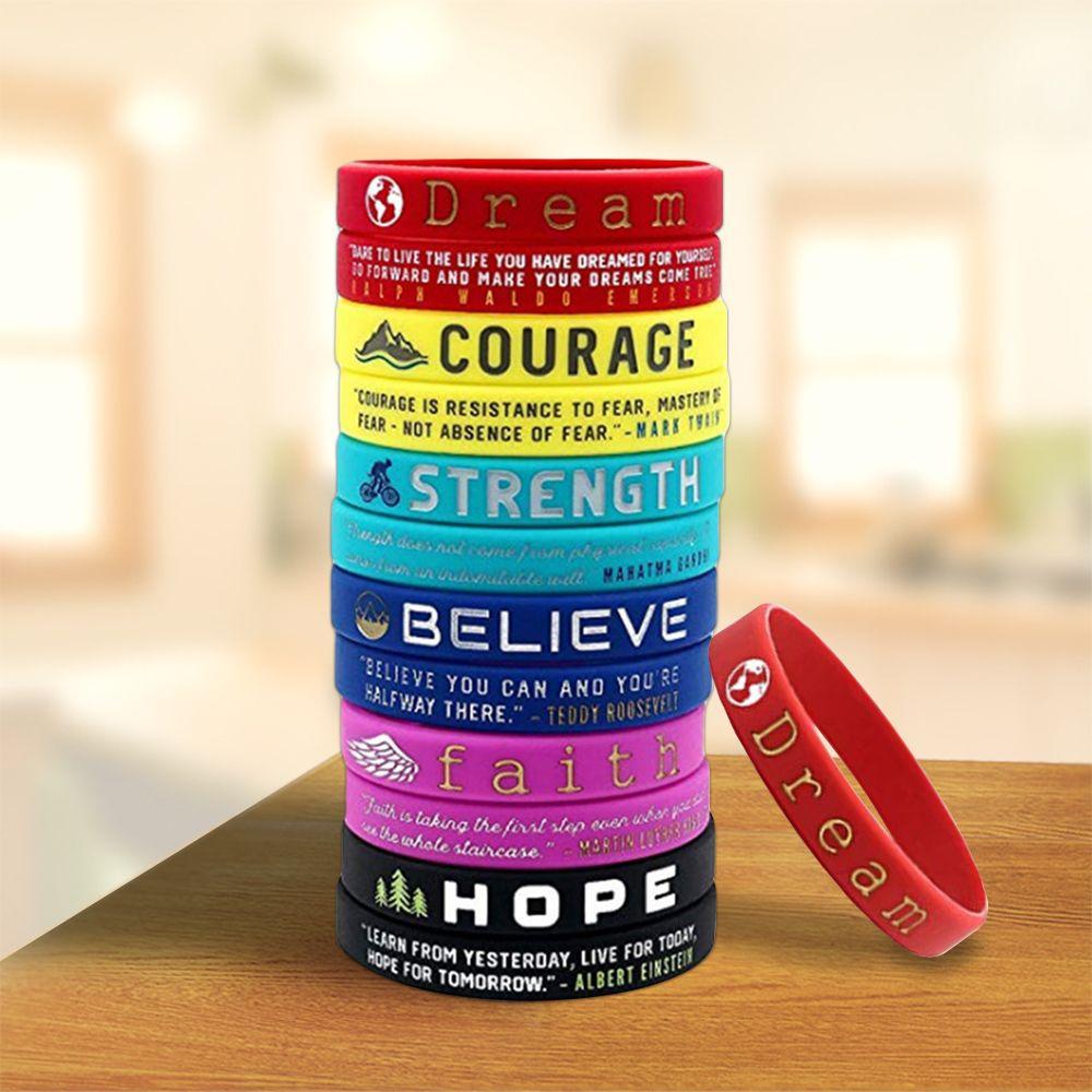 Top Motivational Silicone Wristbands Hope Believe Courage Gelang Inspiratif