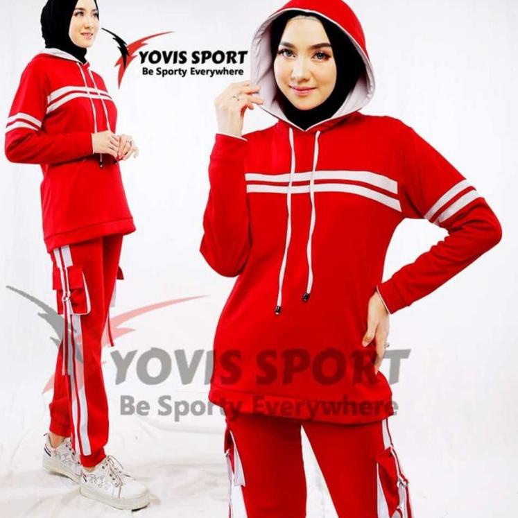 9F8 Stelan Olahraga Sepeda Wanita Mush/Stelan Baju Senam Tunik bic Edisi Kemerdekaan Merah Putih