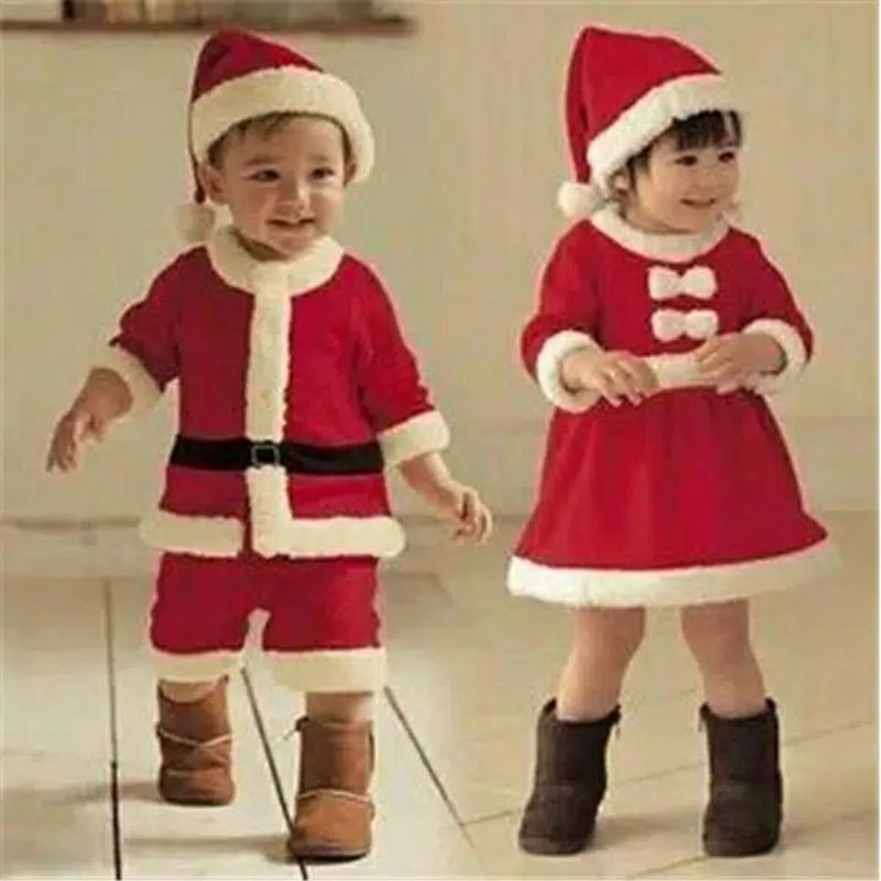 KOSTUM NATAL TOPI SANTA BAYI ANAK PEREMPUAN DAN LAKI LAKI