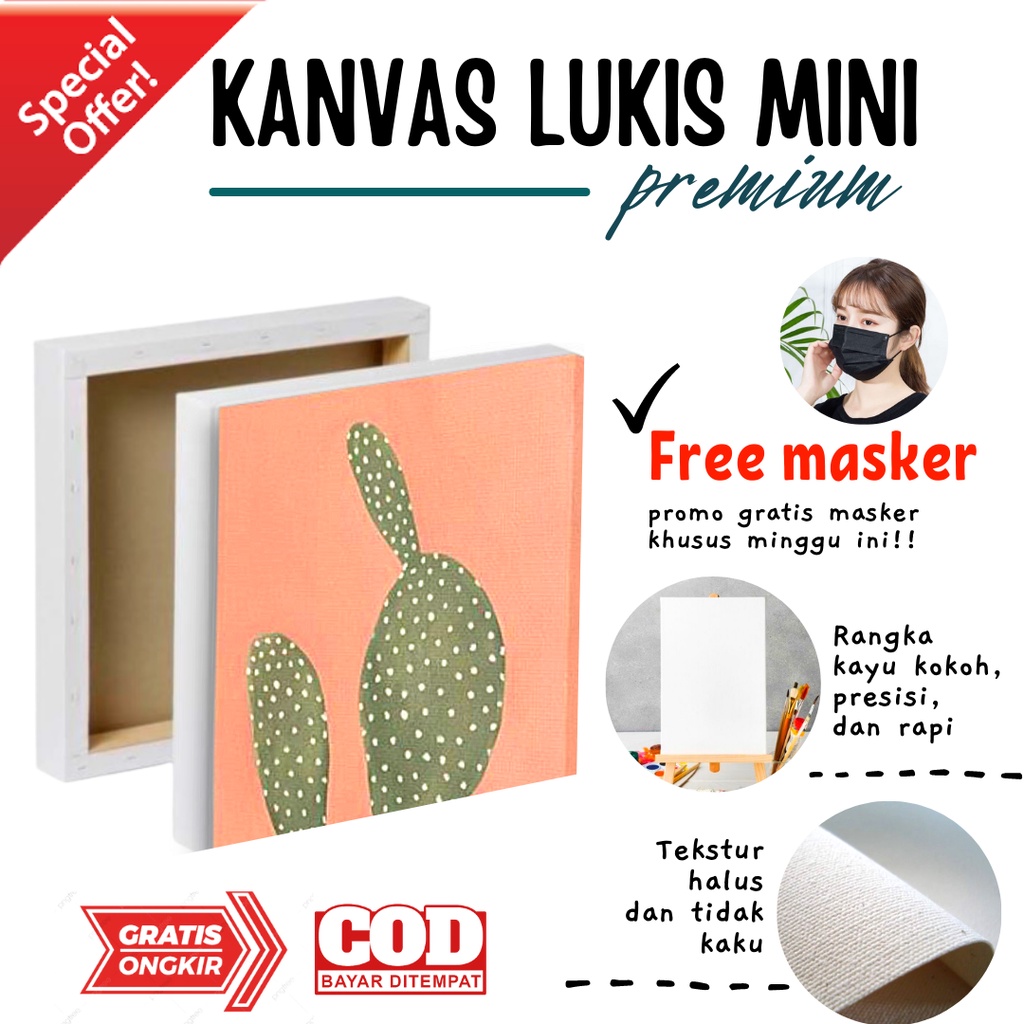 

KANVAS LUKIS MINI PREMIUM QUALITY / CANVAS LUKIS FRAME 20 X 20 CM FREE MASKER MURAH