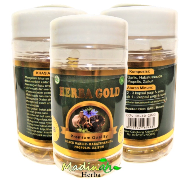 Herba Gold | Habbasy Garlic | Habbatussauda + Black Garlic Oil + Olive Oil + Propolis 60 kapsul