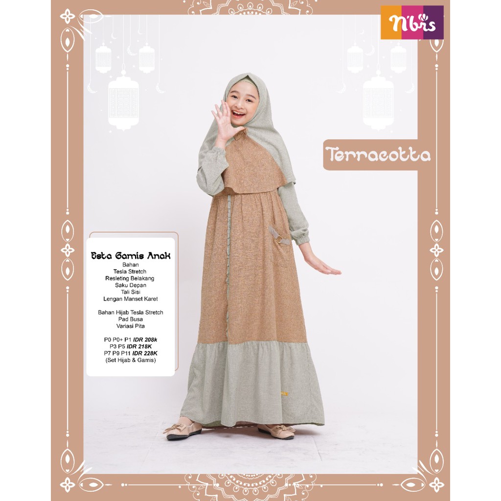 Nibras Esta Taupe &amp; Terracotta Baju Couple Lebaran Keluarga Sarimbit Seragam Keluarga