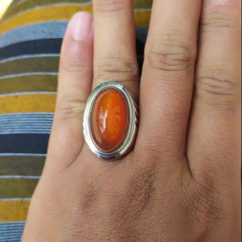 Cincin Batu Akik Pandan Nanas Merah (N)
