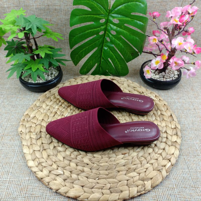 GRAVICI - Sepatu Slip On Mules Wanita Bahan Rajut Import NR 14