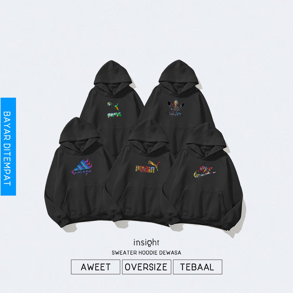 Hoodie Sweater Pria Wanita Keren hitam Murah Simple nan aestetic gambar kartun