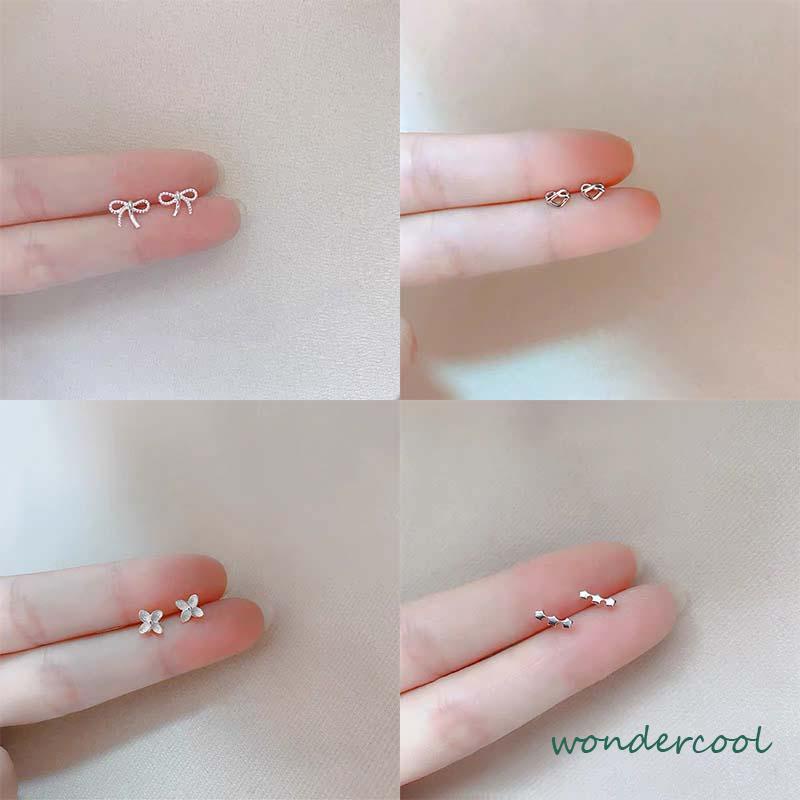 S925 Silver Stud Earrings untuk Siswa Perempuan Anting Desain Kecil Serbaguna Sederhana-Won