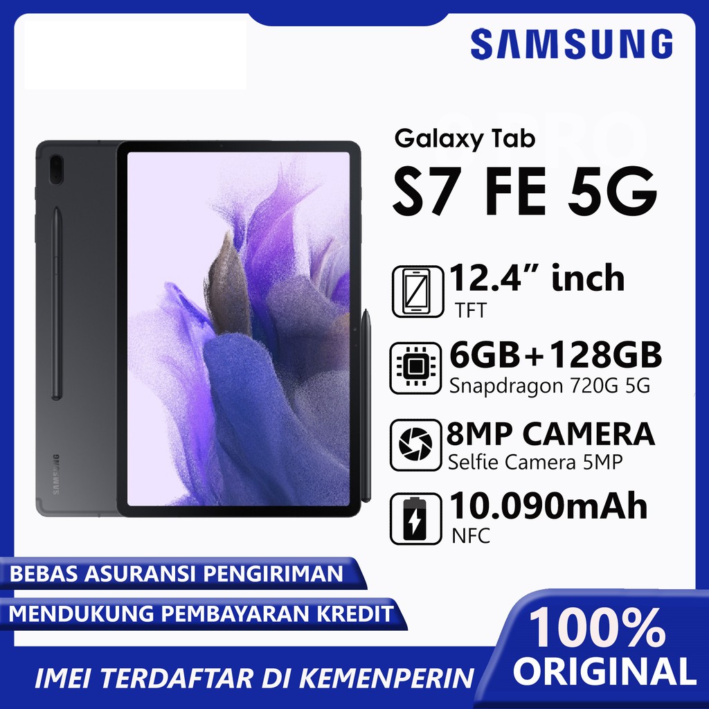 Samsung Galaxy TAB S7 FE T736 RAM 6 GB ROM 128 GB 6/128 12 Inch 5G Original Garansi Resmi SEIN