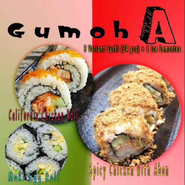 

PAKET GUMOH A ( 3 variant sushi : 24 pcs )