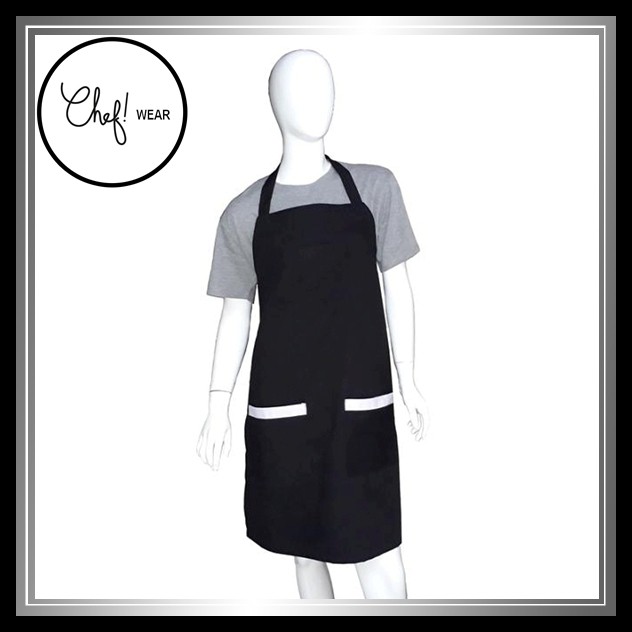 Chef Wear Apron / Celemek Hitam Full Komb