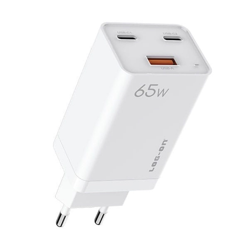 ADAPTOR CHARGER LOG ON 3PORT PD65W+QC 4.0+QC3.0 LO-CPD500 GaN SUPER QUICK CHARGER