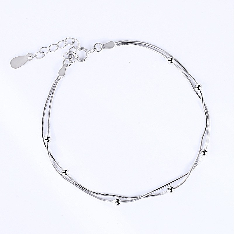 Gelang Fashion Wanita Perak Lapis Rhodium Solid Sterling 925 GS016 motif simple executive