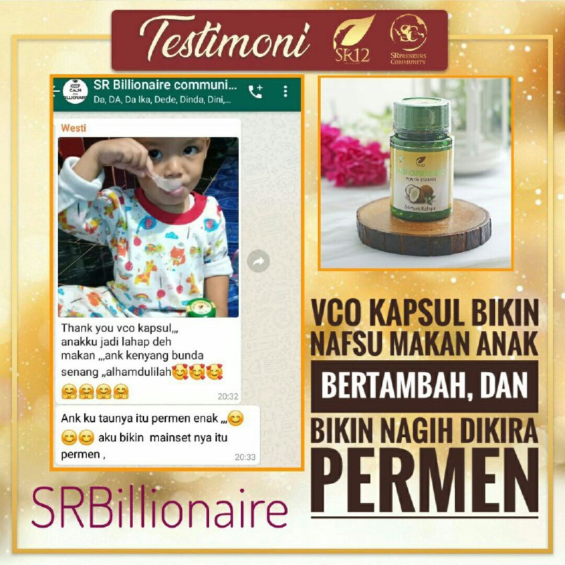 VCO KAPSUL &amp; CAIR SR12 100% ORIGINAL BPOM / SR12 VICO VIRGIN COCONUT OIL / VCO DIET KETO / MINYAK KELAPA / IMUN BOOSTER / VCO SUPLEMEN KESEHATAN / V-CO ORIGINAL SR12 / VCO ASI BOOSTER