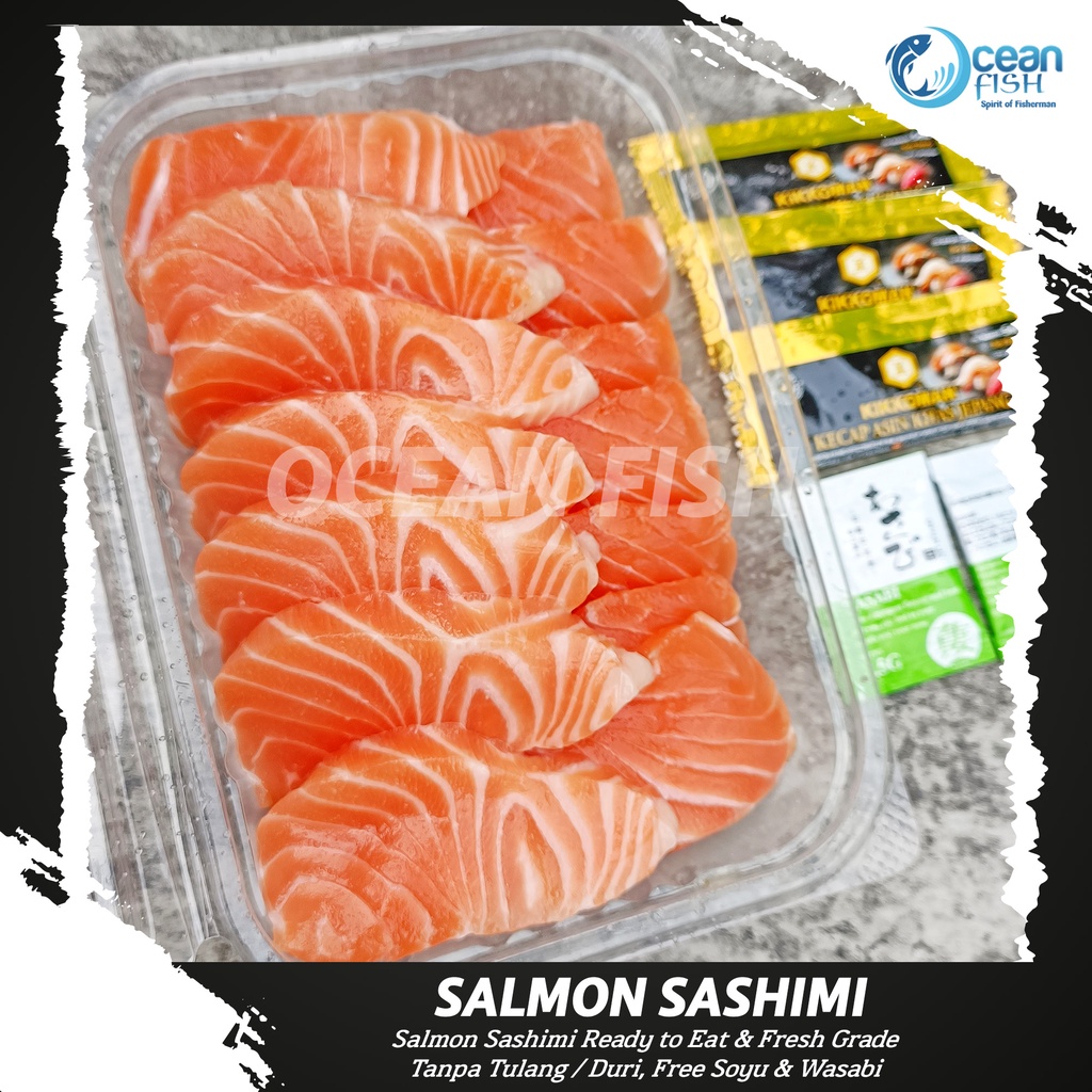 

Salmon Sashimi Fresh Grade PREMIUM 500 gr - Sashimi Ready To Eat Free Wasabi - Salmon Fillet Sashimi Fresh