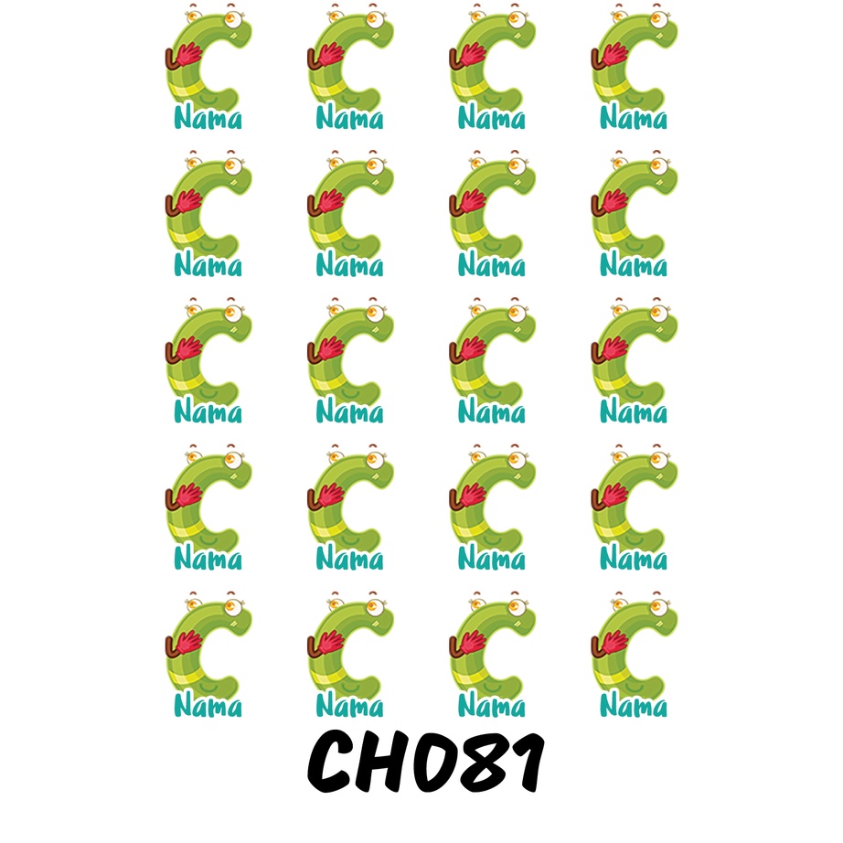 

Sticker Nama Cutting Label Waterproof Tahan Air Huruf 81 (CH081)