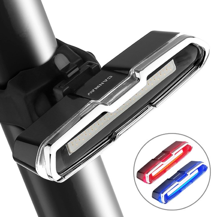 Aksesoris Sepeda Lampu Belakang Speda LED 5 Mode USB 3 red blue white - 3 warna terang