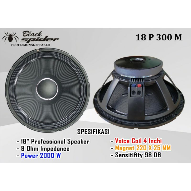 SPEAKER KOMPONEN 18 INCH BLACK SPIDER 18P300