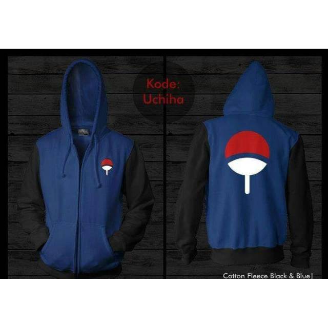 Jaket anime naruto uchiha clan logo blue