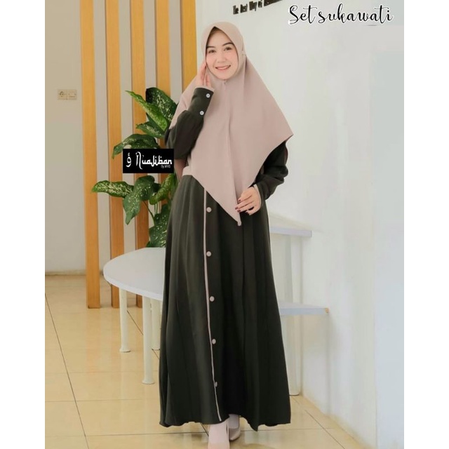 Sukawati set hijab itycrepe original wua hijab / Gamis set itycrepe LD 110