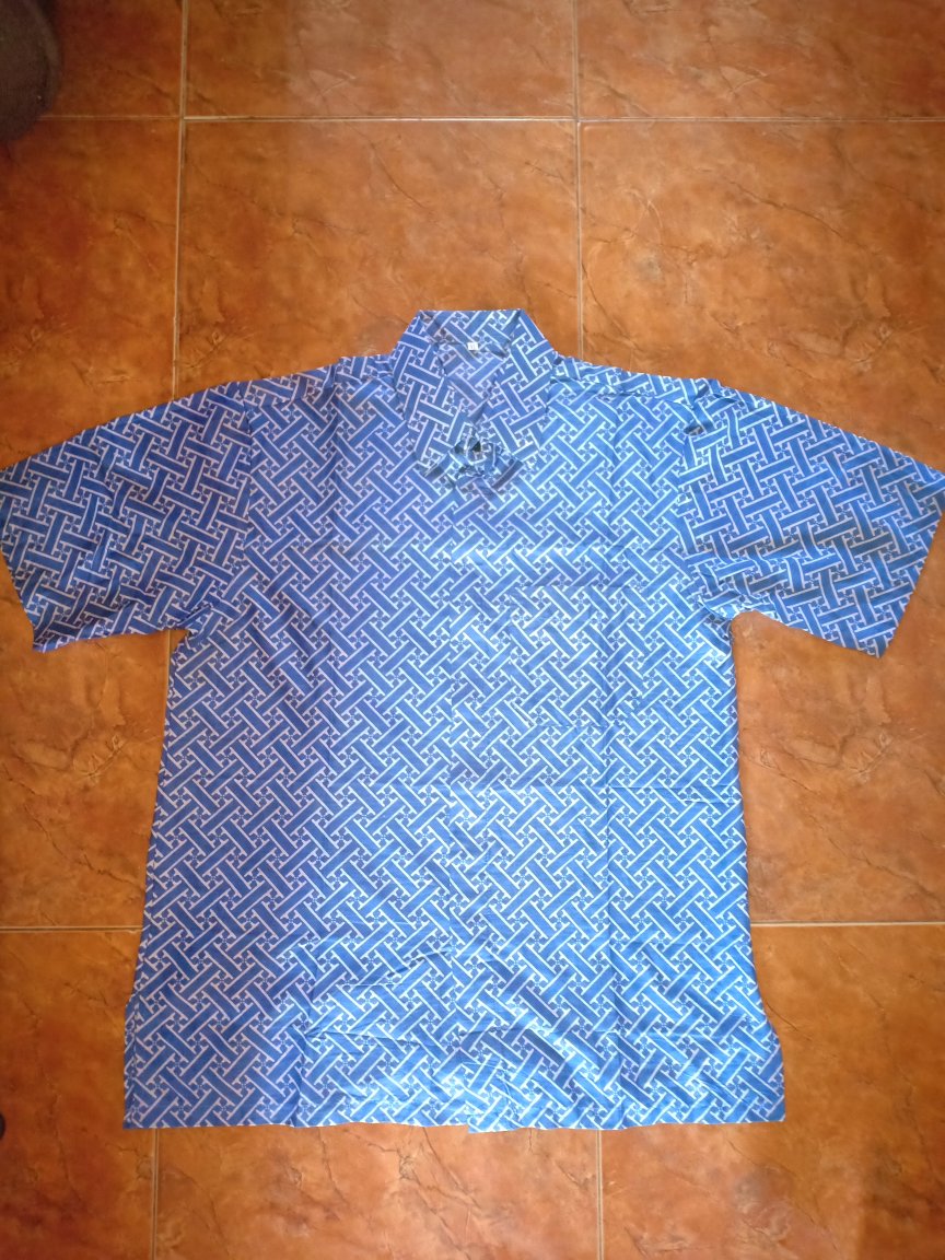 Bswart Batik Hrb026 Kenongo Hem Batik Abri Indigo Kemeja Batik Pria