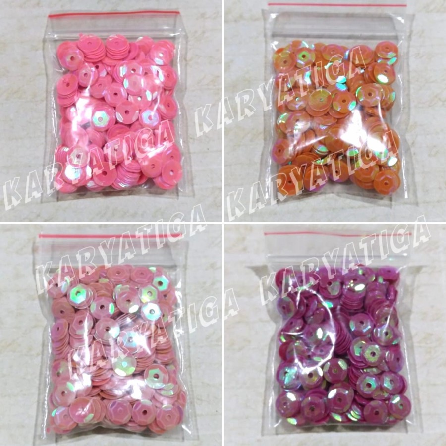 Payet Manik Piring Doff Pelangi 6 mm (5 gram)