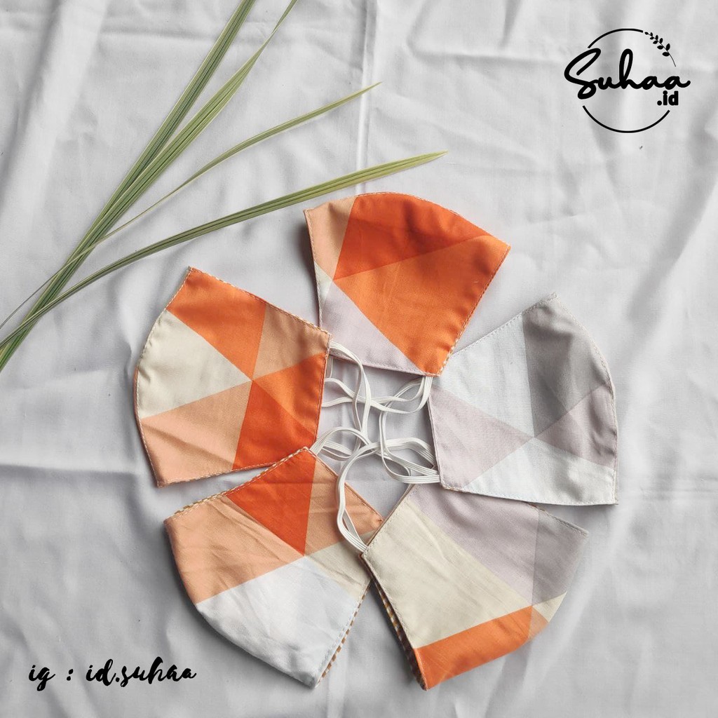 Masker Kain Katun Motif Orange Geo
