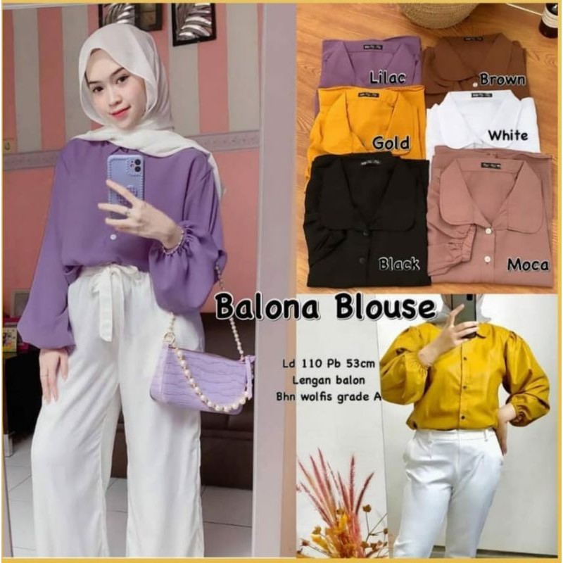 KEMEJA CROP LENGAN BALON WOLFIS PREMIUM / BLOUSE BALON WOLFIS