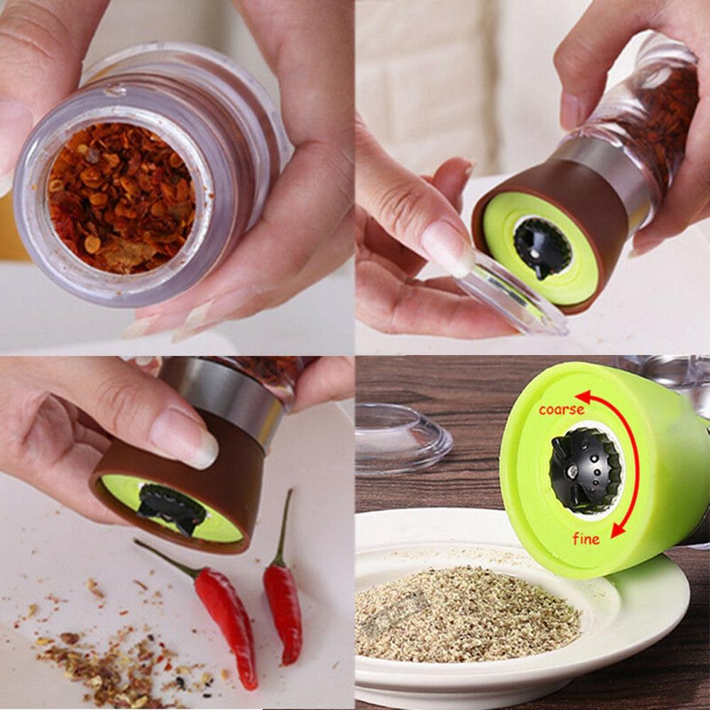 [Elegan] Mill Adjustable Kekasaran Manual Botol Garam Alat BBQ Penyimpanan Bumbu Seasoning Jar