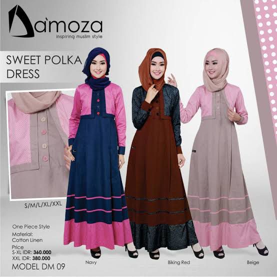 PROMO Gamis Dewasa Damoza DM 09 Katun 100% ORIGINAL/COD/BEKASI