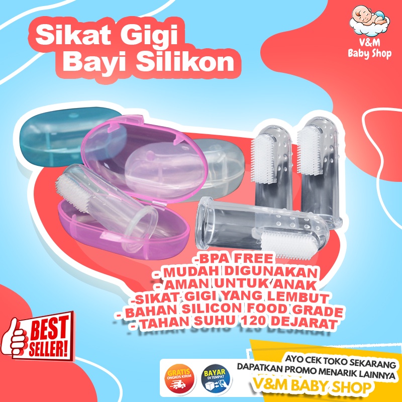 VnM030 | Sikat Gigi Bayi Silikon / Sikat Lidah Bayi / Finger Tooth Brush / Perlengkapan Mandi Bayi