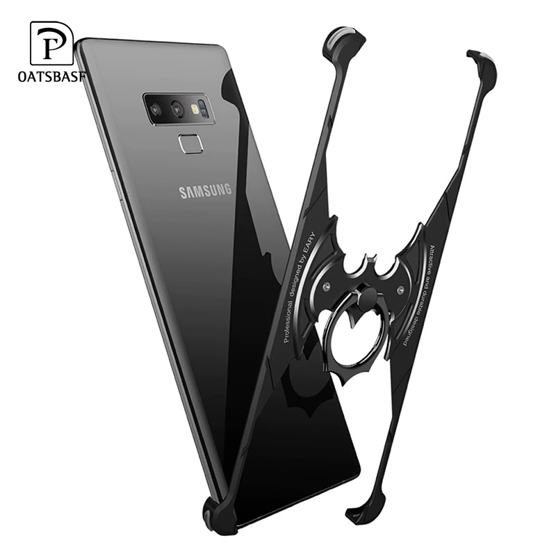 OATSBASF Bat Design Bumper with Airbag Metal Case for Samsung Galaxy note 9 shell with Ring Holder