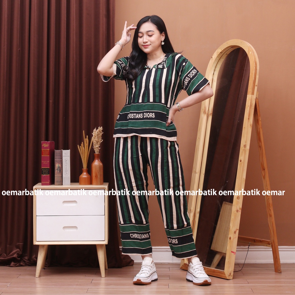 ONE SET RAYON - SETELAN MOTIF SALUR MOTIF PAGER - CELANA PANJANG RAYON - BUSUI FRIENDLY