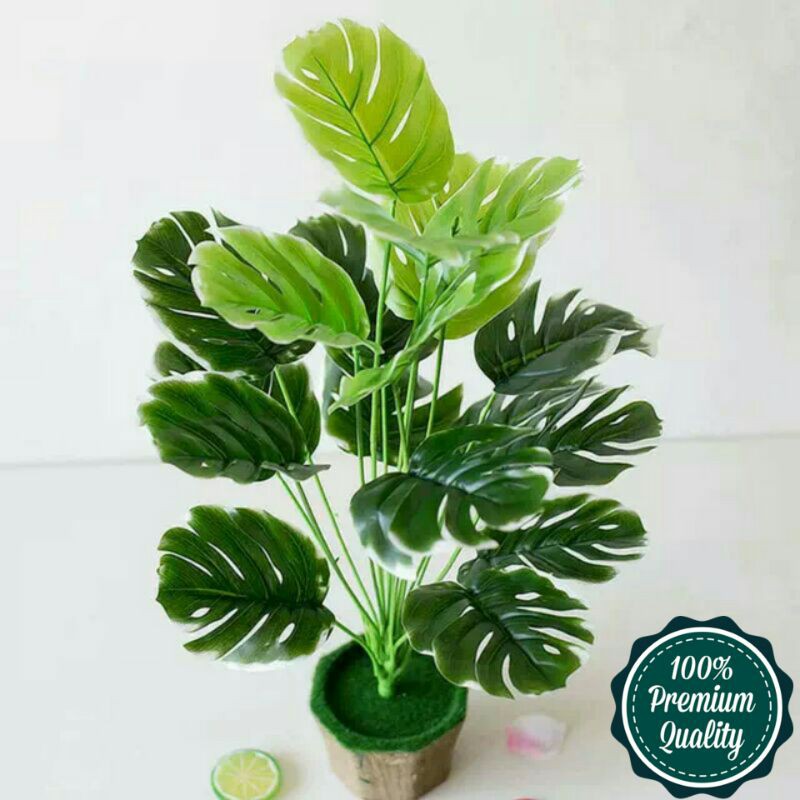 DAUN MONSTERA BUNGA HIAS BUNGA PLASTIK TANAMAN HIAS HIASAN KAMAR DEKORASI RUMAH HOME DEKOR