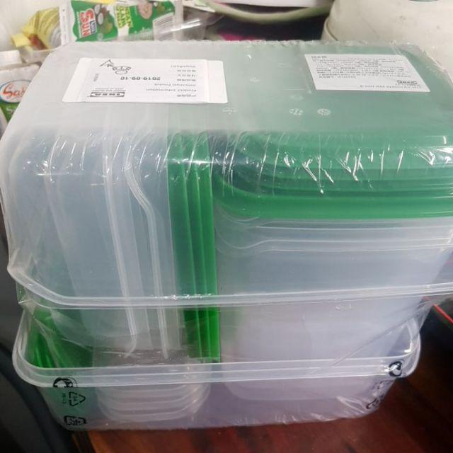 Tempat Makan Kotak Plastik Transparan Serbaguna, Set Isi 17