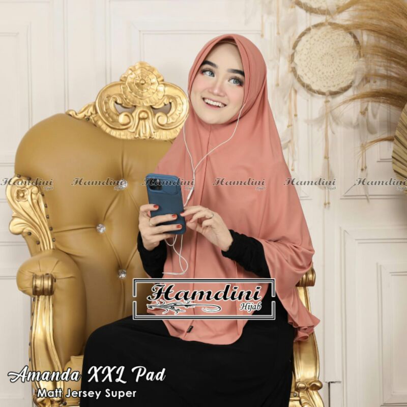 Jilbab Bergo Instan Amanda Pad XXL Jersey Original Hamdini Hijab-1