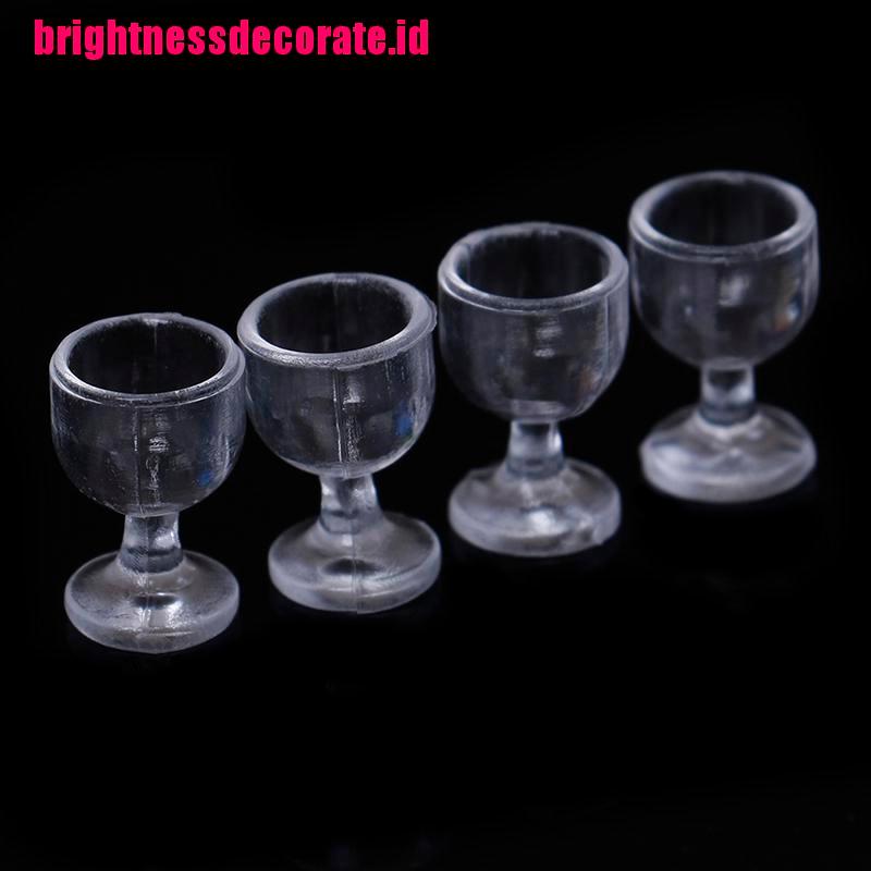 Brightid 4pcs Miniatur Gelas Goblet Wine Aksesoris Dapur Rumah Boneka 1: 12