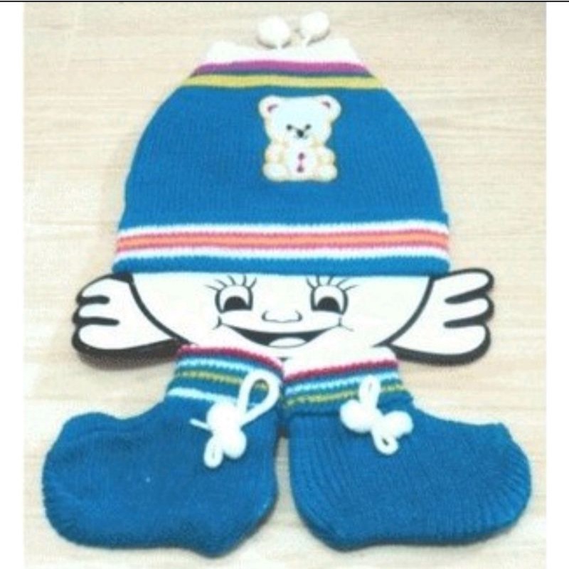 Setelan Topi Dan Kaos Kaki Bayi Rajut 1 Pcs/ 3 Pcs