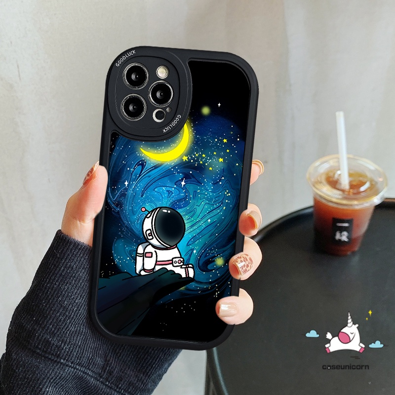 Casing Fashion Trendy NASA Case Kompatibel Untuk iPhone 7plus 11 12 13 14 Pro MAX XR 6 6s 7 8 Plus X XS MAX SE 2020 Kartun Lucu Astronot Bintang TPU Lembut Sulicon Penutup Belakang