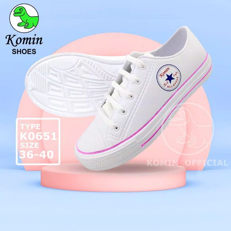 Sepatu Olahraga Karet Wanita l Sepatu Putih Korea Senam Anti Air Komin 0651