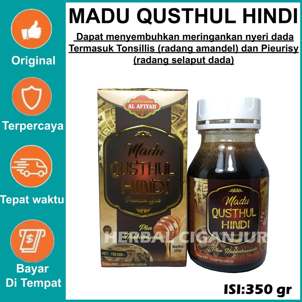 Madu Kustul Hindi -Madu Qusthul Hindi Pemium Gold Plus Habbatusauda al-afiyah Isi 350 gr