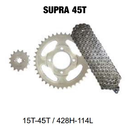 SPROCKET CHAIN KIT / GEAR PAKET CRP SUPRA 45T