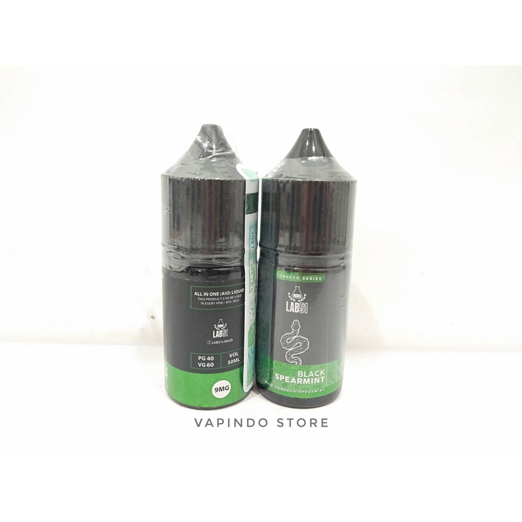 NIC 9MG LAB51 PODS FRIENDLY BLACK SPEARMINT 30ML BY LAB 51 SPEAR MINT