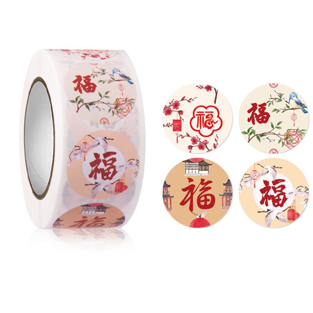 500pcs/roll Chinese Tiger Happy New Year Stickers Spring Festival Decorative Stickers Wrapping Gift Box Label New Year Tags Seal Sticker